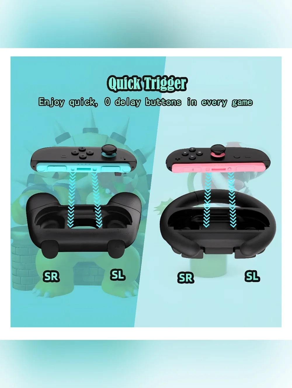 Nintendo Switch 2 Joy-Con Grip 4Pack: 2 Racing Wheels/ 2 Controller Handles, new